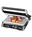 Genius Chef Kontaktgrill, Elektrogrill Edelstahl für Sandwiches Steak, abnehmbare Grillplatten, Sandwichtoaster, inkl. 2 Grillplatten, Set 6- tlg, Grau