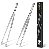 Hotec Grillzange Edelstahl Lang 30CM,Kitchen Kochpinzette,Kochpinzette Edelstahl Küche Verwendbar als Profi Zange Pinzette für Kochen Grillen und Backen - 2er Set