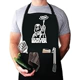 SUE'S DAY Grillschürze für Männer,Star Wars Schürze,Kochschürze Herren mit 2 Taschen, Lustige Kochschürze fur Herren,Grill Geschenke für Männer ICH BIN DEIN BRATER