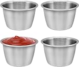 FORYNXHWIN 4 Stück 70ml Edelstahl Saucenschälchen Saucenbecher, Stapelbar Gewürzschale, Dipschalen, Dip Schälchen für Saucen zum Servieren Salatdressings Ketchup Gewürzen