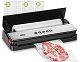 Bonsenkitchen Vakuumiergerät, für Trockene und Feuchte Lebensmittel Vakuumierer mit Eingebauter Cutter, 1 Rolle Folienbeutel, 50 Profi-Folienbeutel