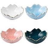 Fahibin 4pcs Mini Dipschalen Blume, Saucenschalen Kleine, Keramik Dipschalen, Flower Shape Serving Bowls,Mini-schälchen Sushi Sojasauce Saucen für Sojasaucen, Vorspeisen, Sushi oder Snacks