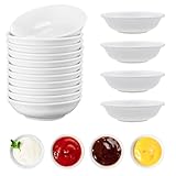 LiuHancsqd 17 Stück Dip Schälchen, 7,2x1,9 cm Sojasauce Schälchen, Weiß Rund Saucenschälchen Set, Kleine Dipschalen Sets, Mini Saucenschalen, Dip Schalen Set für Sushi Soße Gewürzen Snacks Dips Nuss