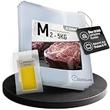 55Grad Reifebeutel Dry Aged Beef Größe M (25×50 cm) – 5er Set Dry Aging Beutel mit Membran-Technologie für 2–5 kg Fleisch – inkl. VacAid Vakuumierhilfe & Anleitung – Dry Age im Kühlschrank