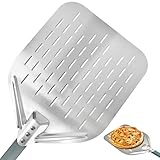 KIANGKIANG Pizzaschieber 40 * 30cm 12 Zoll Aluminium Pizzaschieber perfekter Größe und perforiertem Design für ein einwandfreies Pizzabacken (Graunuance)