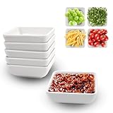EXIN DECHEN 6 Stück Sojasauce Schälchen, Weiß Saucenschälchen, 7,3x2,7cm Kleine Schälchen, Quadrat Tapas Schalen Set, Mini Dipschale, Sushi Schälchen, Dip Schälchen für Tomatensauce, Sushi Soja, BBQ
