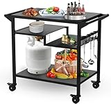 GT GETCO TECH 20' x 32' dreistufiger beweglicher Grilltisch, multifunktionaler Grilltisch für den Außenbereich, Grillwagen mit Rädern
