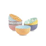 Selamica Dessertschalen, 340 ml Müslischalen Keramik, Eisschalen, Kleine Schüssel Set für Eis, Snacks, Beilagen, Mikrowellen- und Spülmaschinenfest, 6er Set, Bunte