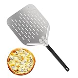 TNOMSNO Pizzaschieber Perforiert, 12 Zoll Mit Abnehmbarem Griff, 40x30cm Profi Pizzaschaufel Mit Großer Fläche für Grill Oder Ofen
