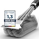 Grillbürste, Grill Reinigungsbürste Edelstahl Schaber, dichte Edelstahlborsten, Extra Langer PP Griff, für Gasgrill, Holzkohlegrill, Kugelgrill, Elektrogril, Grillrost