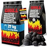 Deuba® 27 kg Grillbriketts 9 x 3 kg Holzkohle Grillkohle Holzkohlebriketts Holzkohlegrill Grill Brikett Kohle