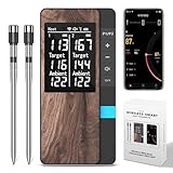 Pakinui Fleischthermometer Kabellos, Meat Grill Thermometer Mit Doppelsonde, Bluetooth Grillthermometer mit App, IP67 Wasserdicht Bratenthermometer Kabellos für Backofen Grill Smoker