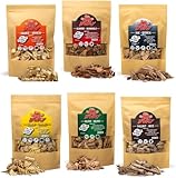 BWAY Räucherchips – BBQ-Räucherholz für Smoker Grill, Schwein, Fisch, Obst und Gemüse – Räucherbox Gasgrill mit Oliven, Orangen, Mandel, Zitronen, Nuss und Eichenaroma 6×1 L