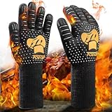 FORTRY Grillhandschuhe Hitzebeständig Bis 800°C，Ofenhandschuhe rutschfest，Backhandschuhe Kochhandschuhe Atmungsaktiv,Feuerfeste Handschuhe Topfhandschuhe Kamin，für Grill BBQ (L-XXL)