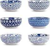 Selamica Keramik Dipschalen Kleine Dipschale 7,6 cm Sojasauce Dish Set, 76,5 ml Mini-Schüssel für Beilage, Vorspeisen, Sushi, BBQ, 6 Stück, Vintage Blue