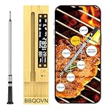 BBQOVN WLAN Sub-1G Kabelloses Fleischthermometer, Unbegrenzte Reichweite, 7 NIST-zertifizierte Sensoren mit Umgebungstemperatur, 2 Temperatur-Überwachungsmethoden, Digitaler Smart-Basis und App für BB