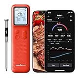 ThermoMaven P1 Fleischthermometer kabellos, Grillthermometer mit WiFi & Bluetooth 5.3, App & Display, 6 Sensoren, ±0,3 °C Genauigkeit, IPX8, 48 h Akku, Bratenthermometer für Grill, Backofen & Smoker