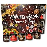 He-Ju Saucen Adventskalender 2025, 24 Saucen & Dips in 30ml Gläschen, BBQ über Dattel Senf Sauce u.v.m, Geschenk für Männer, Foodies & Grillfans, Handgemacht in Deutschland