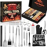 Grill Adventskalender 2025 Männer – 24 Tage BBQ Grillzubehör & Werkzeug Set mit Zange, Spatel, Grillmatte & hitzebeständigen Handschuhen, Weihnachtsgeschenke für Papa Ehemann