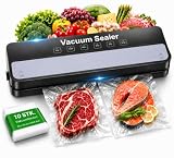 Raycial Vakuumierer, Vakuumiergerät mit Vakuumierbeuteln, All-in-1 Vakuumierer für Trockene, Feuchte, Frische, Folienschweißgerät für Lebensmittel, Kompaktes, Vollautomatisches Versiegelungsgerät