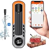 Onherm Smarte Kabellose Fleischthermometer 152m Bluetooth Grillthermometer mit Display, Hitzebeständig bis 275℃, Digitale Küchenthermometer für Backofen, BBQ-Grill, Rotisserie
