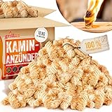 grillas Kaminanzünder 10 kg (ca. 800 Stück) Grillanzünder aus Bio Holzwolle & Wachs | Anzünder Kohleanzünder Ökologisch | Wachsanzünder Umweltfreundlich | Anzündwolle Ofenanzünder Lange Brenndauer