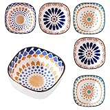 PRITOK Kleine Dipschalen Keramik Dip Schälchen 6er Set Keramik Dipschalen, 200 ml Dekorative Dip Schalen Dipschälchen,Tapas Schalen Set für Tapas, Ketchup, Sojasauce, Dessert (Bohemien)