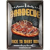 Nostalgic-Art Retro Blechschild, 30 x 40 cm, Barbecue Nice To Meat You – Geschenk-Idee für Grill-Fans, aus Metall, Vintage Design, Blechschilder Sprüche
