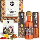 Gepp‘s Feinkost 3-er Set Mini Grillen I Mit 2 Grillgewürzen und Habanero Chili Sauce I BBQ-Gewürzmischungen „Magic Rub“ und „Texas-BBQ“ I Grill Geschenk für Männer, nach eigener Rezeptur