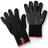 Weber Premium Grillhandschuhe - Größe S/M, 1 Paar, aus Kevlarmischgewebe, Schwarz und mit Silikonnoppen, Schutz vor sehr hohen Temperaturen - Schwarz (6670)