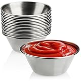 com-four® 16x Saucenschälchen Ø 6cm aus Edelstahl - kleine Schalen - Mini-Schüsseln für Saucen, Dips, Snacks - Gewürzschalen - rostfreie Metallschüsseln - Snackschalen - Dip-Servierschalen