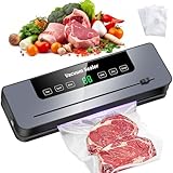 Vakuumiergerät, Vakuumierer 5 in 1,starker Lebensmittel-Vakuumiergerät für frische Lebensmittel, trockene/nasse Lebensmittel, 30-Vakuumbeutel und eingebautem Cutter (schwarz)