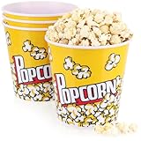 com-four® 4X Popcorn-Eimer XL - Wiederverwendbare Popcornschüssel - Popcornbecher im Retro-Look - Großer Popcorn-Becher für den Filmabend - 2,8 Liter