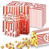 100 Stück Popcorntüten Klein, Popcorn Tüten Klein, Popcorn Boxen Papiertüten Partytüte Candy Tüte Rot & Weiß Gestreiften