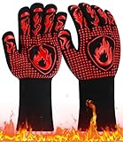 Grillhandschuhe Hitzebeständig Ofenhandschuhe hitzebestaendig bis 800 Grad Topfhandschuhe Feuerfeste Kochhandschuhe Backhandschuhe BBQ Handschuhe zum Indoor Outdoor Backen, Kochen, aus Aramid