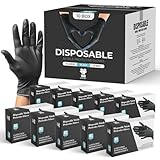 The Real Touch Einweghandschuhe, Schwarze Nitrilhandschuhe - 100 Stück Handschuhe, Puderfrei & Latexfrei Handschuhe Einweg, Einmalhandschuhe für Küche, Reinigung, und Medizin