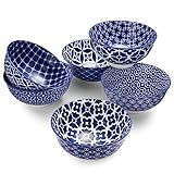 DOWAN Kleine Schüssel, 300ml Keramik-Dessertschalen, Φ11.4cm Eisschalen-Set, Blaues und Weißes, Vintage-Snackschalen im Chinesischen Stil, Bouillonbecher zum Dippen, Beilagen, Soße, 6er-Set